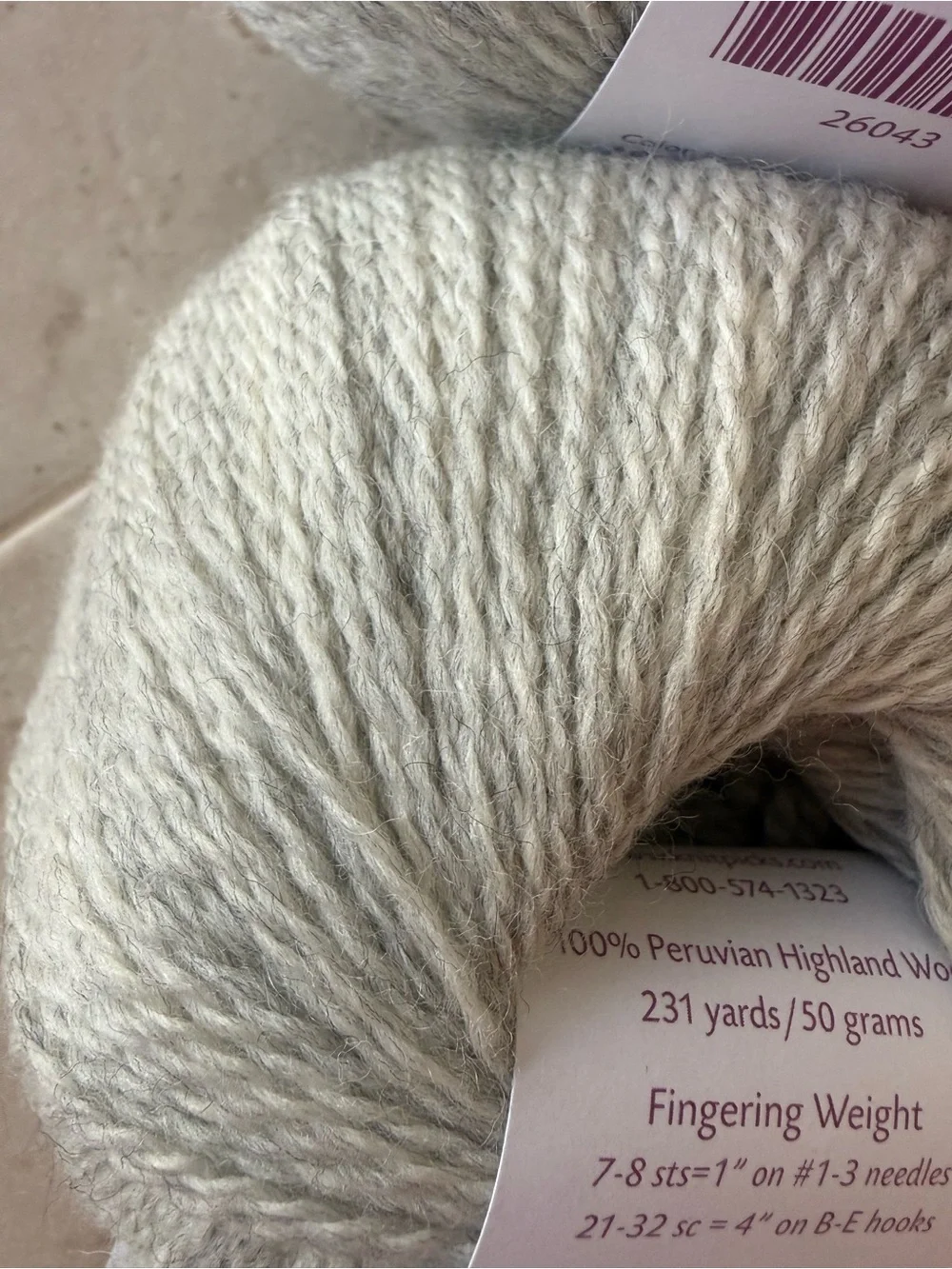 Knit Picks Palette Finnley Heather Kids Wool Yarn - Light Grey